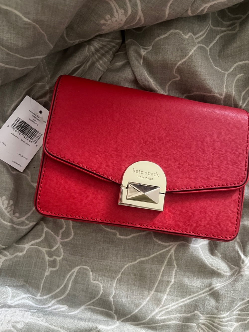 kate spade Red Leather Crossbody with Gold-Tone Lock